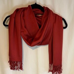 Jones New York Brick Red Fringe Scarf